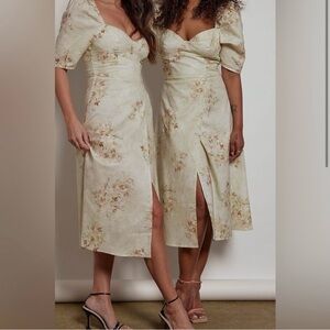 Floral Cream Midi Dress